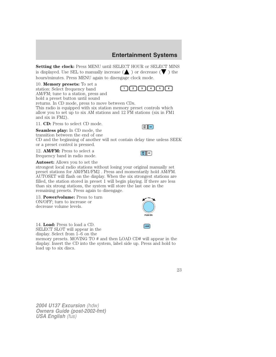 Entertainment systems | FORD 2004 Excursion User Manual | Page 23 / 264