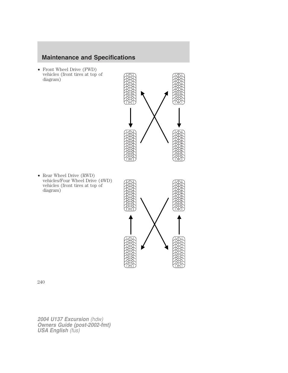 Maintenance and specifications | FORD 2004 Excursion User Manual | Page 240 / 264