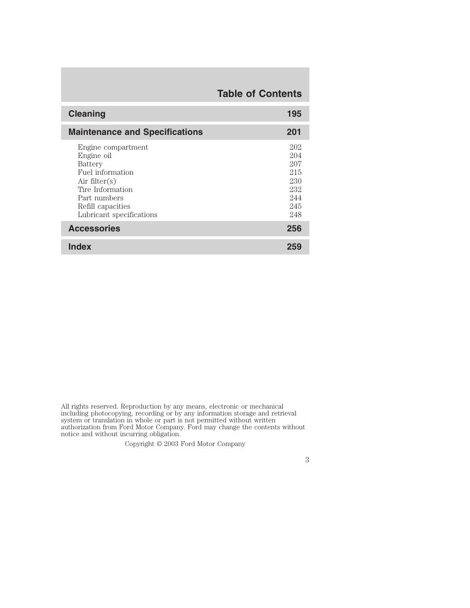 FORD 2004 Excursion User Manual | Page 3 / 264