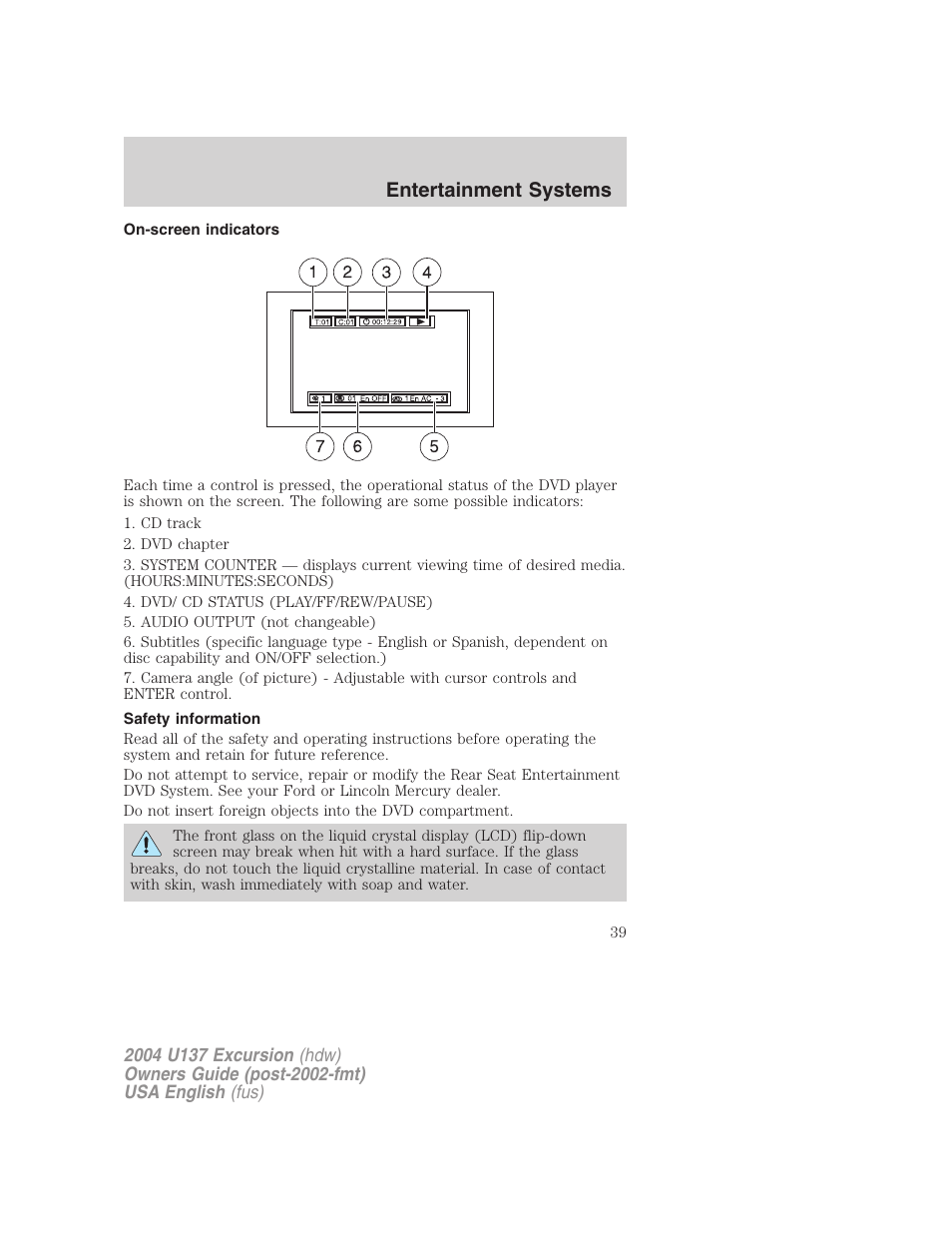 Entertainment systems | FORD 2004 Excursion User Manual | Page 39 / 264