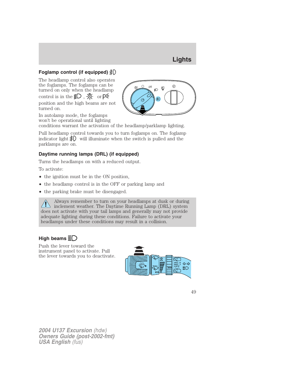 Lights | FORD 2004 Excursion User Manual | Page 49 / 264