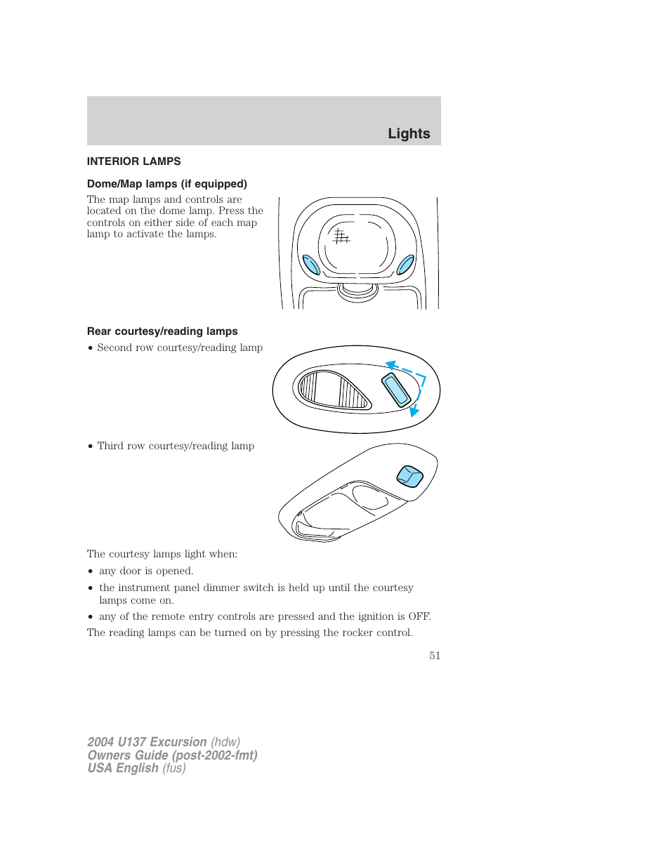 Lights | FORD 2004 Excursion User Manual | Page 51 / 264