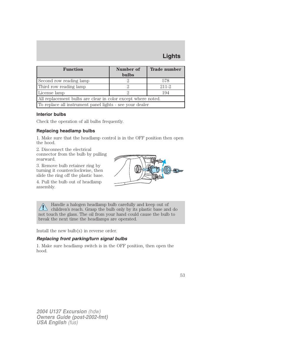 Lights | FORD 2004 Excursion User Manual | Page 53 / 264