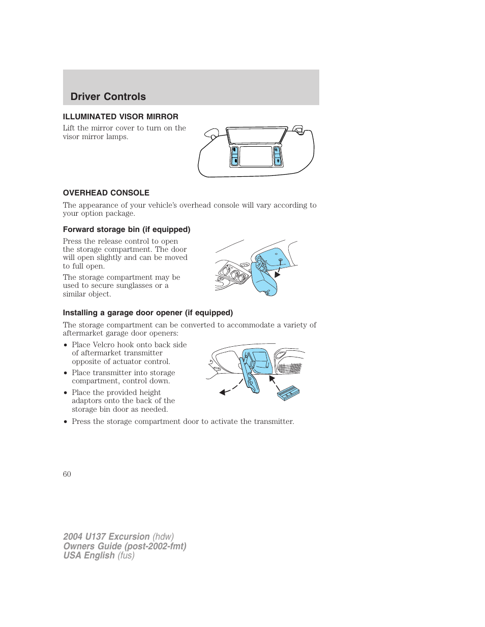 Driver controls | FORD 2004 Excursion User Manual | Page 60 / 264