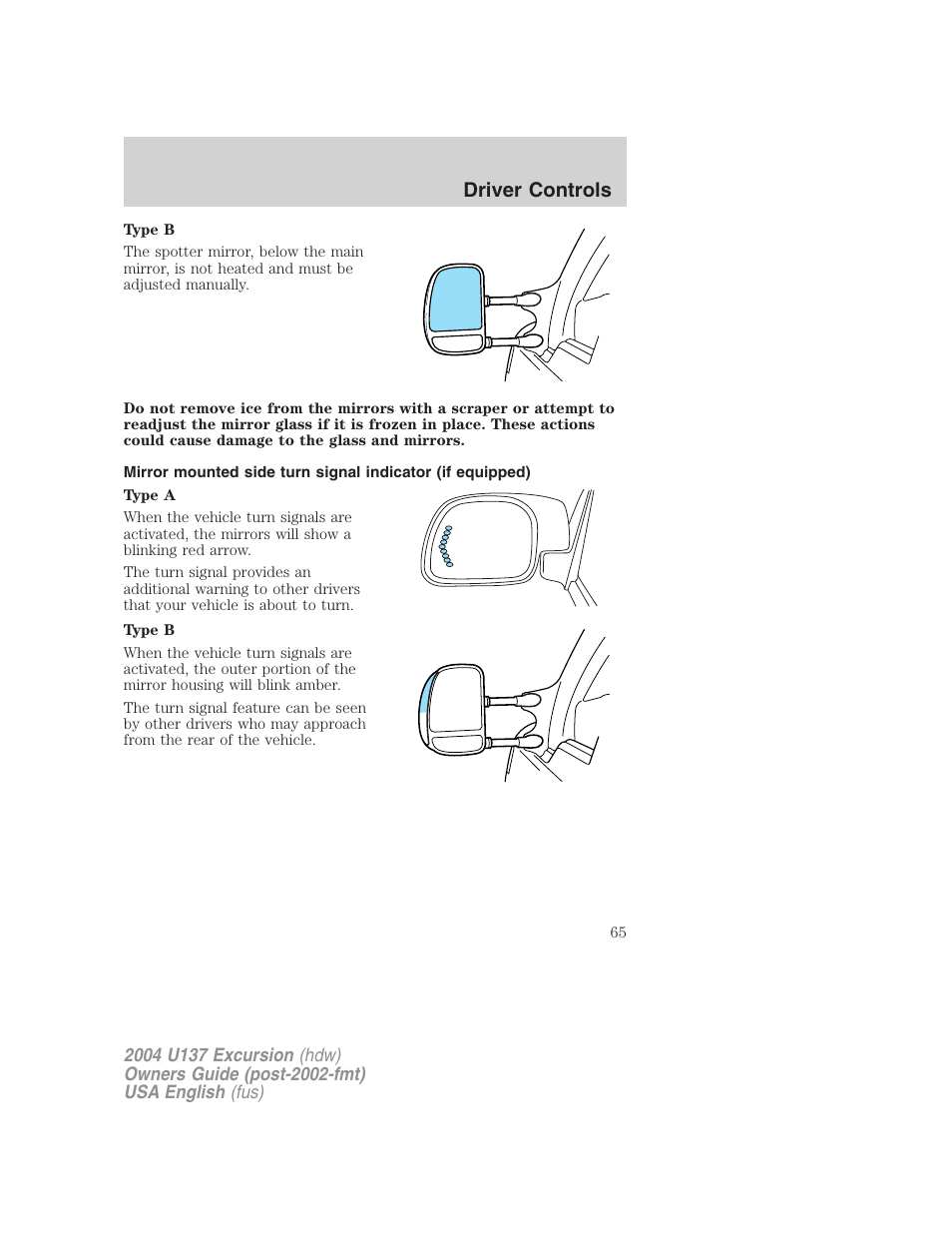 Driver controls | FORD 2004 Excursion User Manual | Page 65 / 264