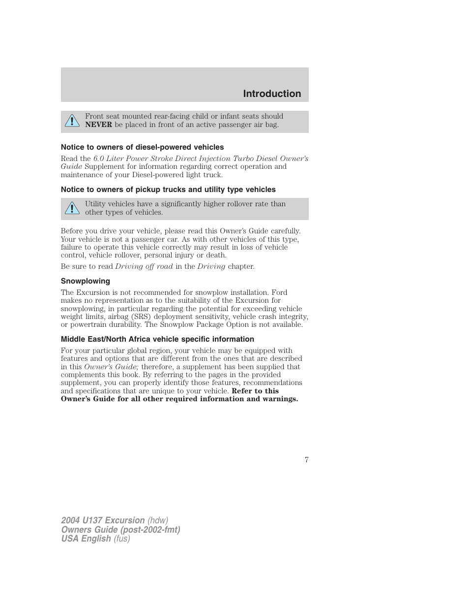 Introduction | FORD 2004 Excursion User Manual | Page 7 / 264