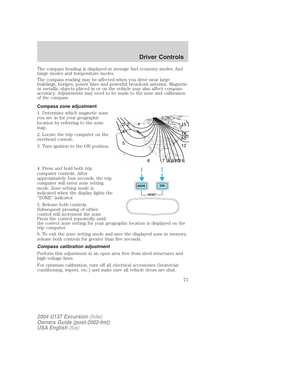 Driver controls | FORD 2004 Excursion User Manual | Page 73 / 264