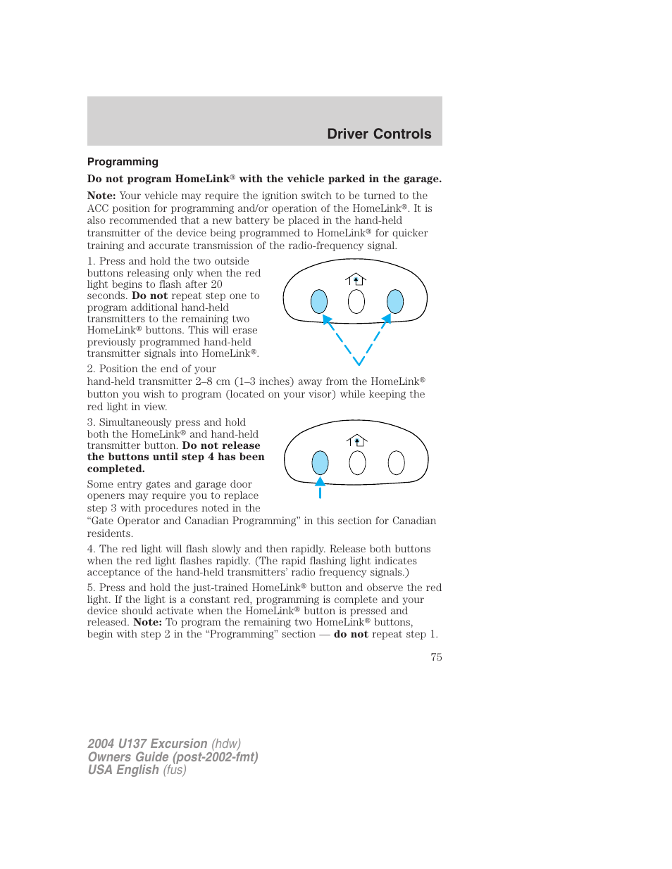 Driver controls | FORD 2004 Excursion User Manual | Page 75 / 264