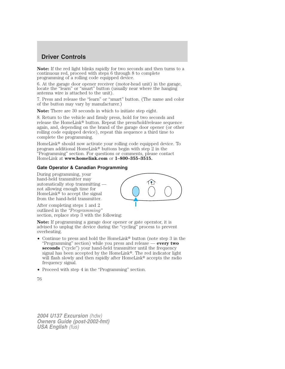 Driver controls | FORD 2004 Excursion User Manual | Page 76 / 264