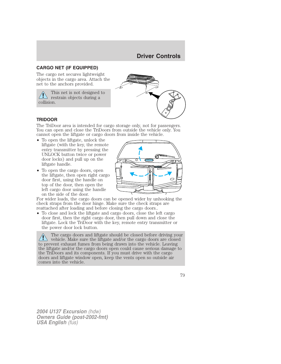 Driver controls | FORD 2004 Excursion User Manual | Page 79 / 264