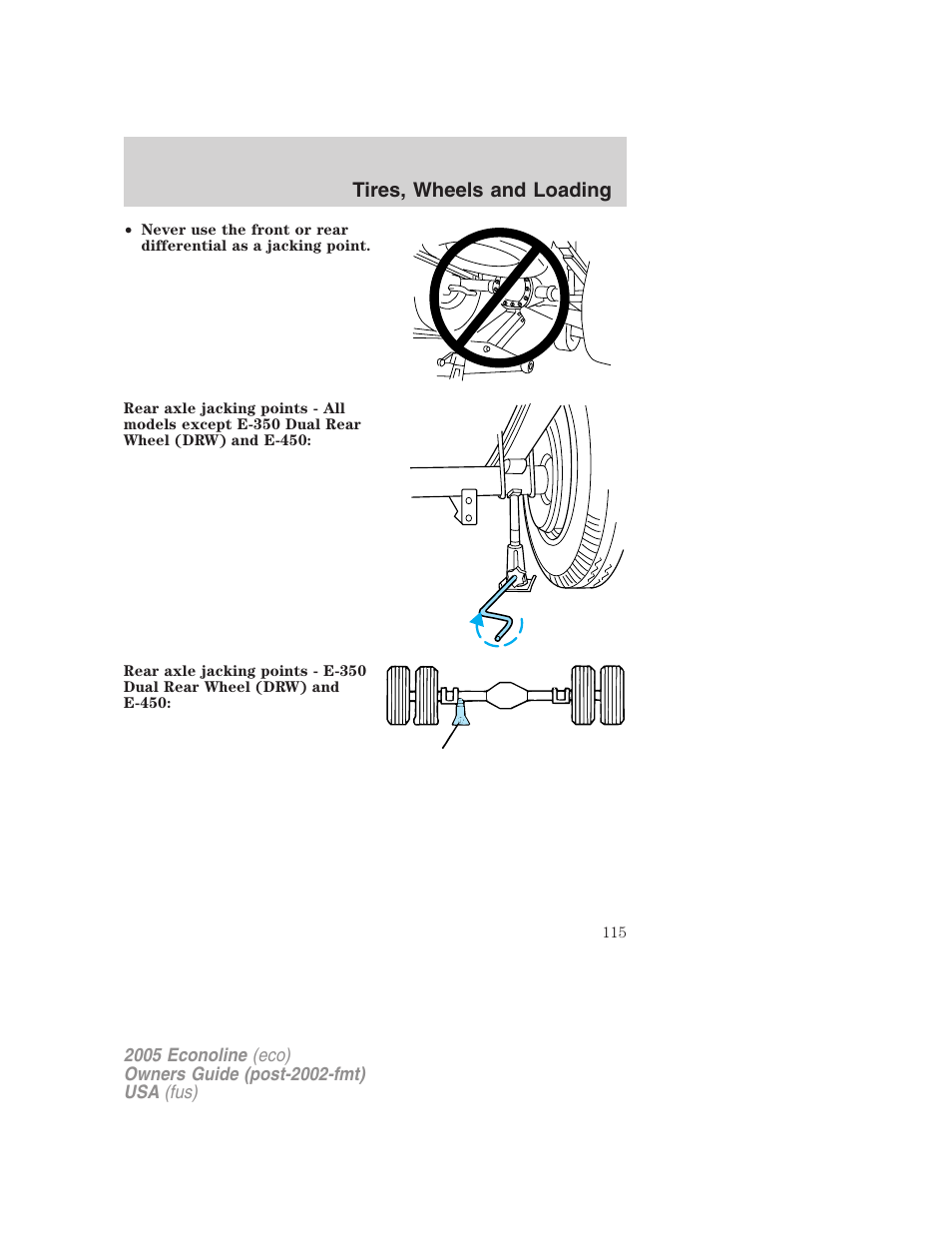 Tires, wheels and loading | FORD 2005 E-150 User Manual | Page 115 / 248