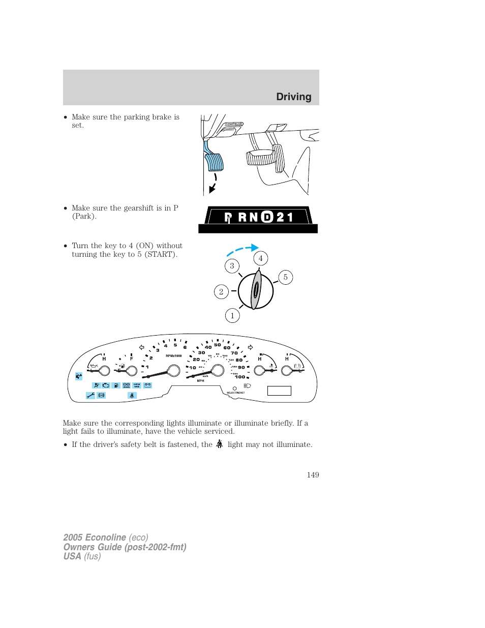 Driving | FORD 2005 E-150 User Manual | Page 149 / 248