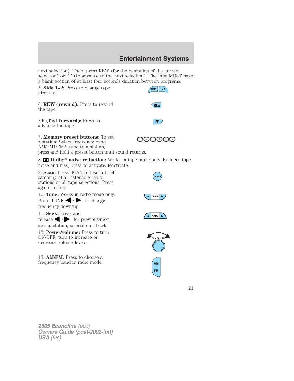 Entertainment systems | FORD 2005 E-150 User Manual | Page 21 / 248