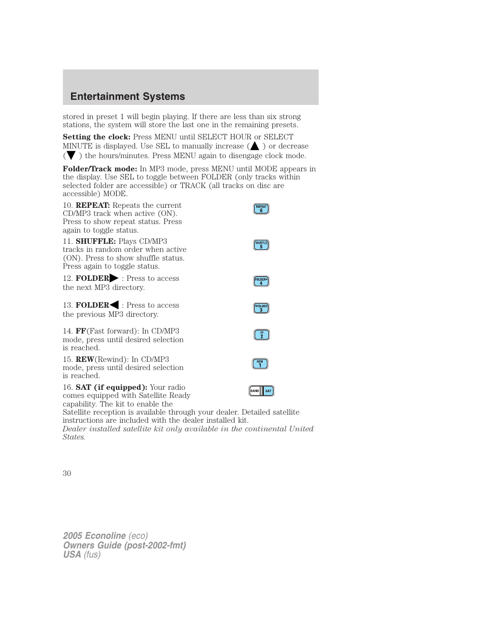 Entertainment systems | FORD 2005 E-150 User Manual | Page 30 / 248