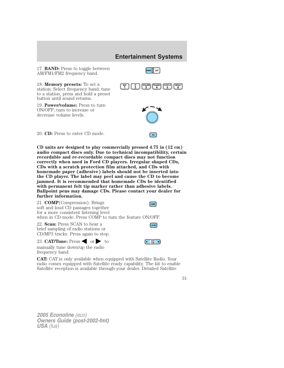 Entertainment systems | FORD 2005 E-150 User Manual | Page 31 / 248