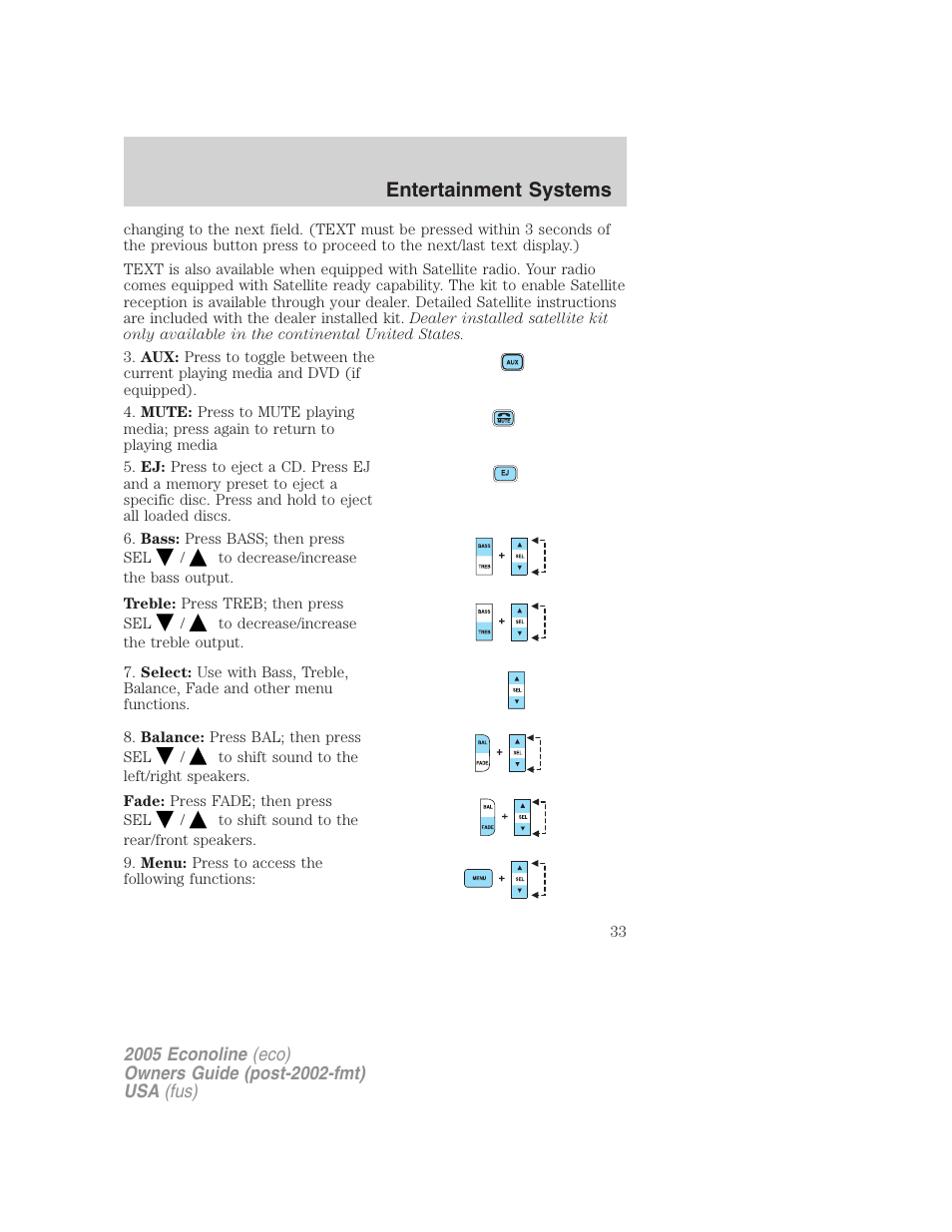 Entertainment systems | FORD 2005 E-150 User Manual | Page 33 / 248