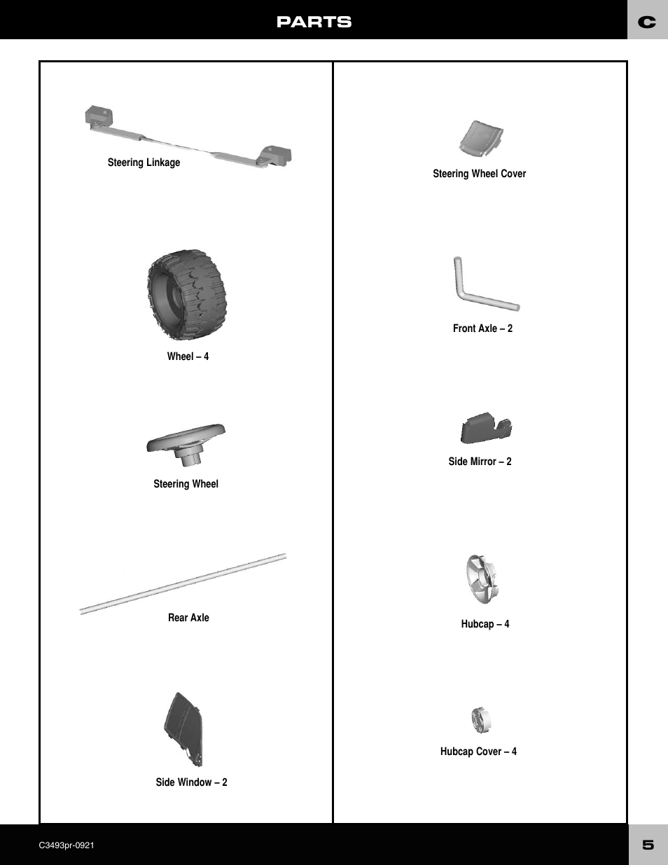 Parts | FORD C3493 User Manual | Page 5 / 28
