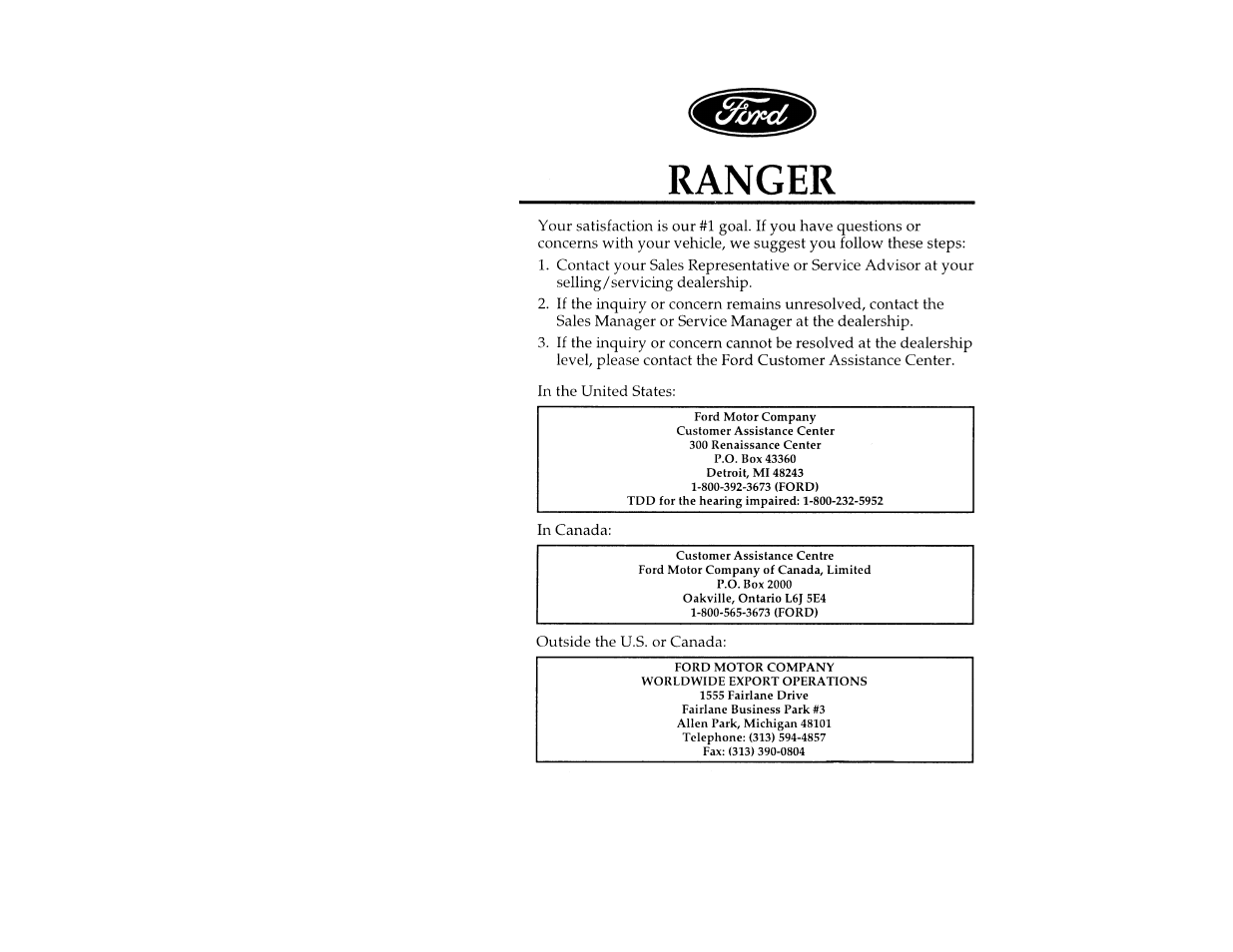 FORD Ranger User Manual | 369 pages