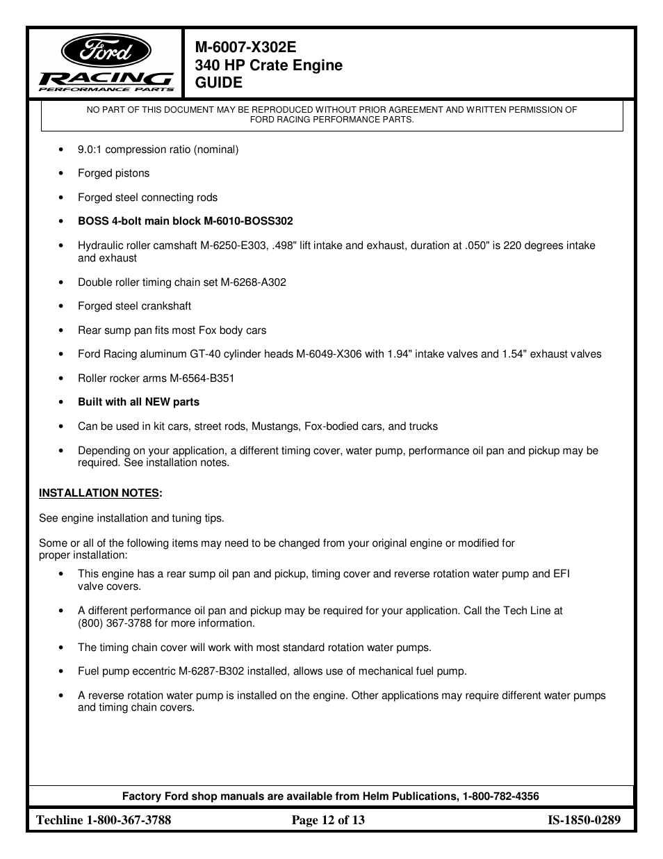 FORD RACING M-6007-X302E User Manual | Page 12 / 13