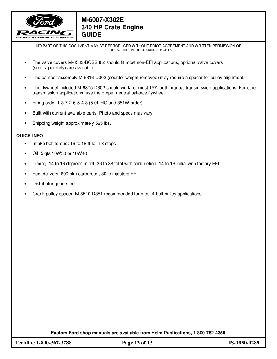 FORD RACING M-6007-X302E User Manual | Page 13 / 13