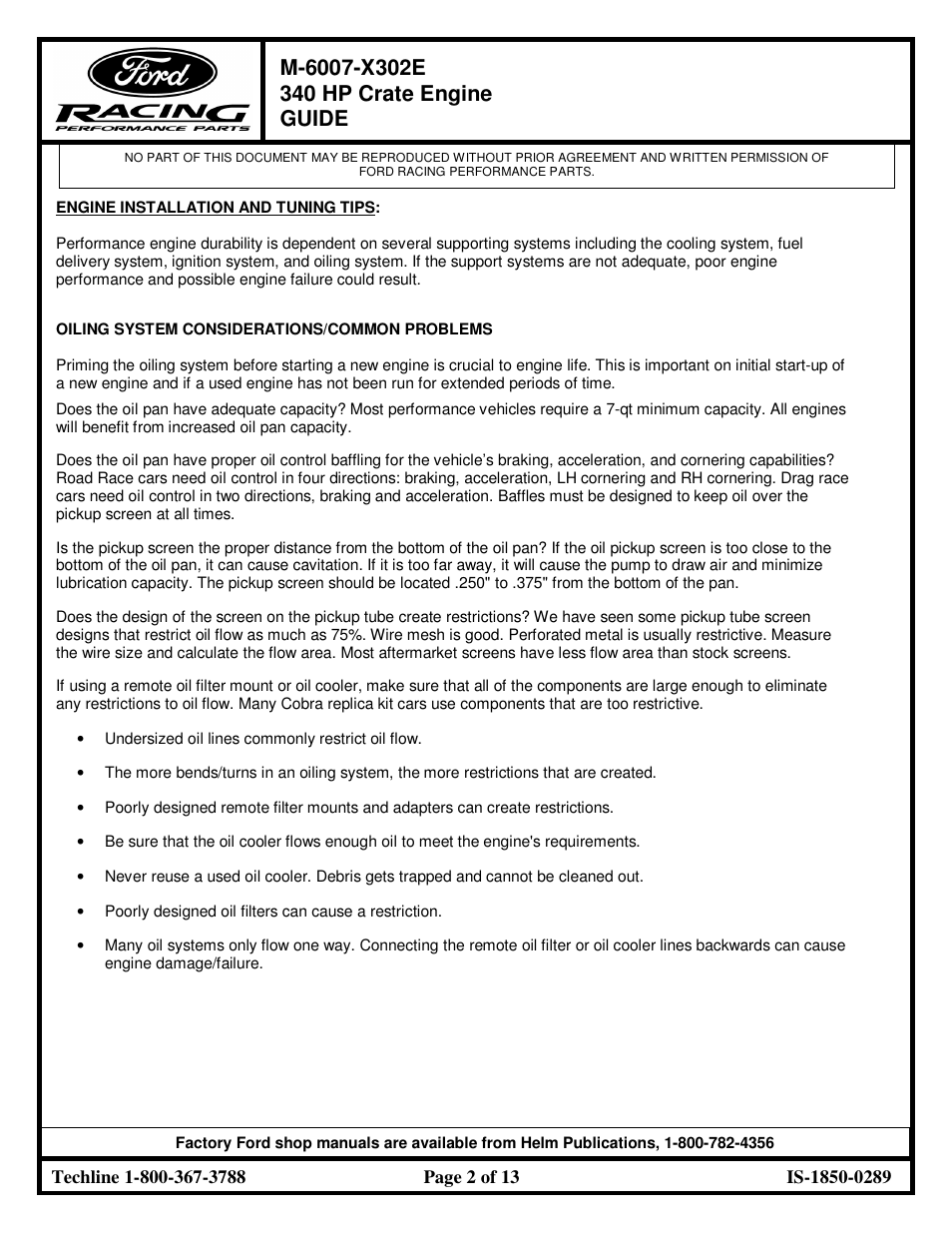 FORD RACING M-6007-X302E User Manual | Page 2 / 13