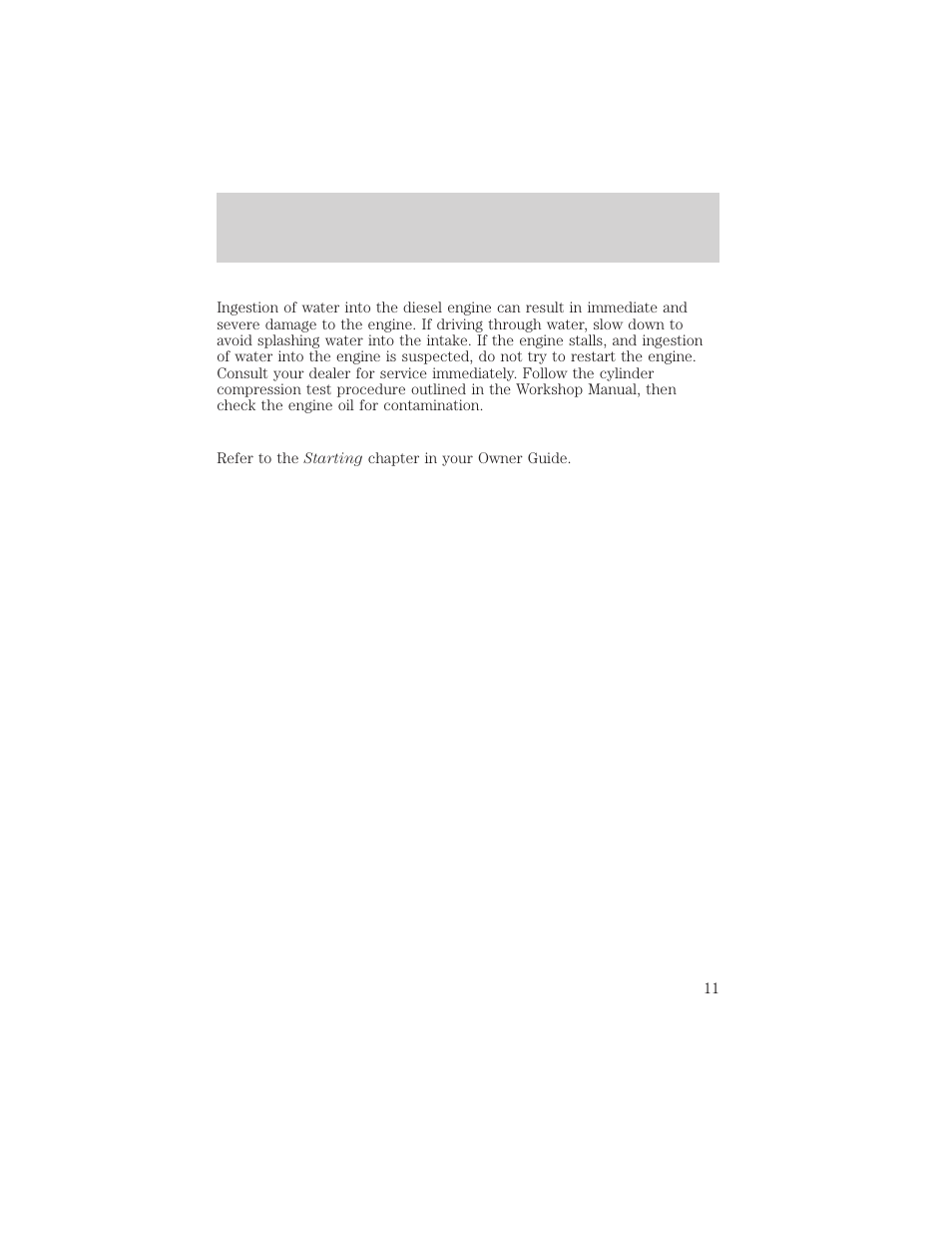 Starting | FORD 2002 Excursion User Manual | Page 11 / 40