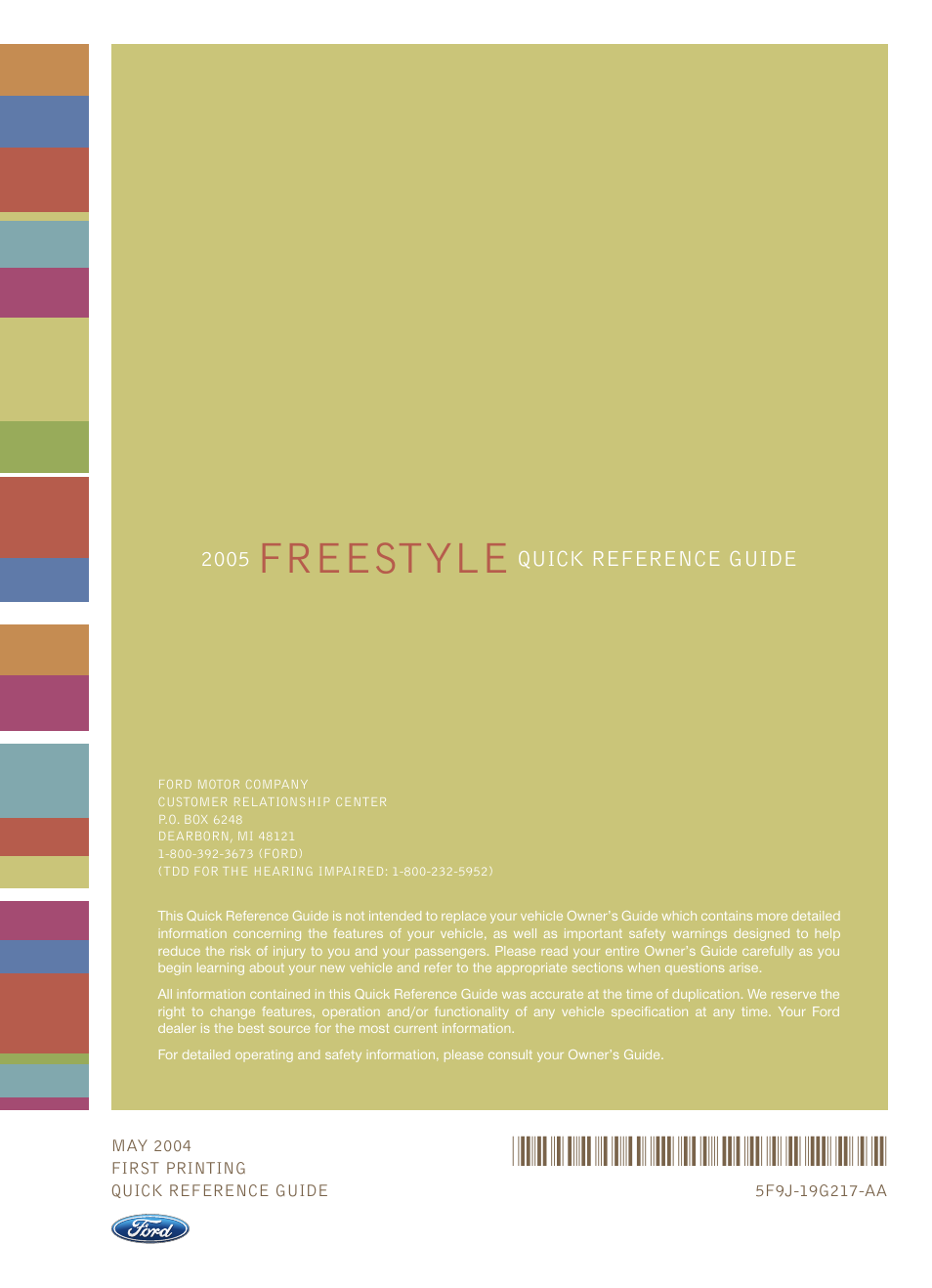 FORD 2005 Freestyle User Manual | 12 pages