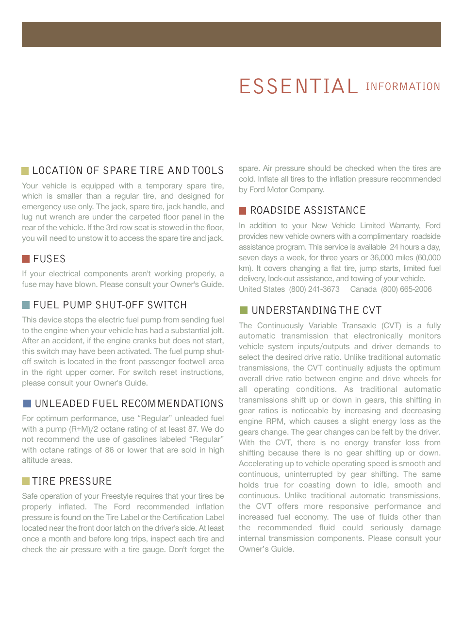 Essential | FORD 2005 Freestyle User Manual | Page 2 / 12