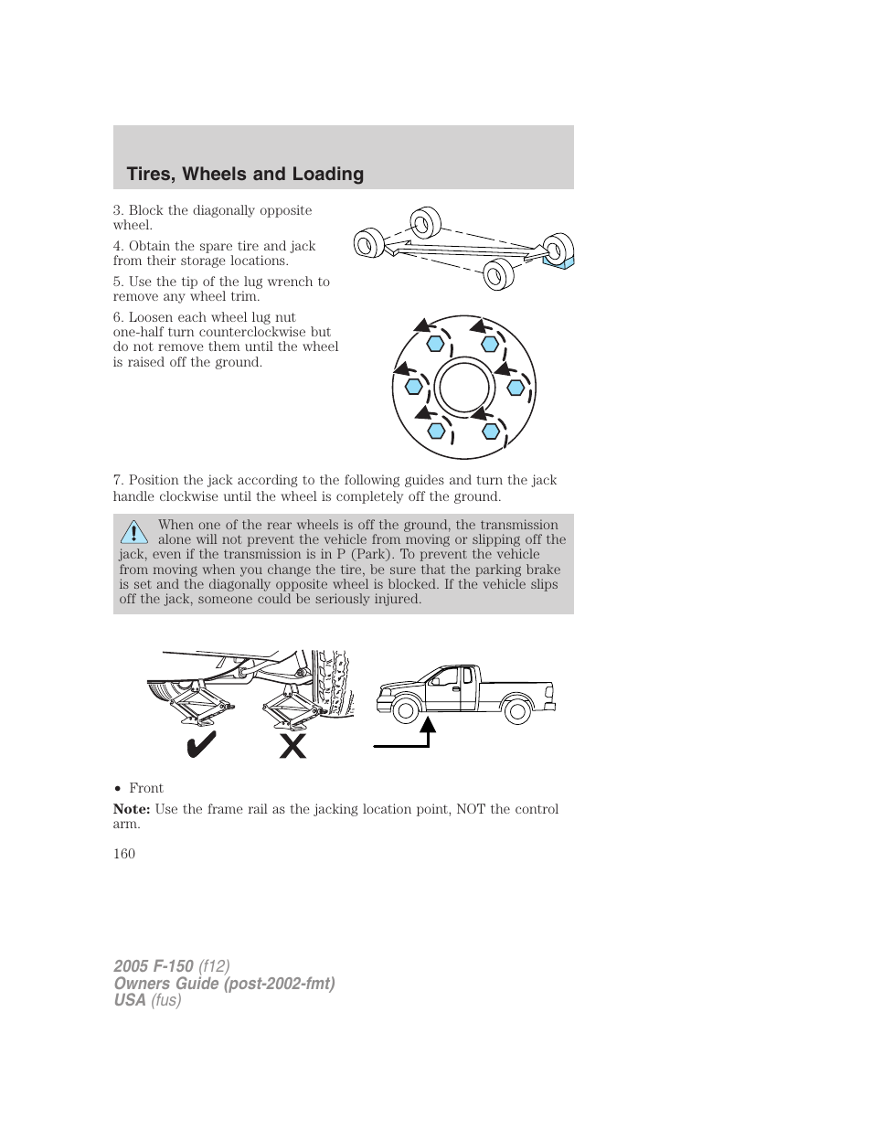 Tires, wheels and loading | FORD 2005 F-150 User Manual | Page 160 / 312
