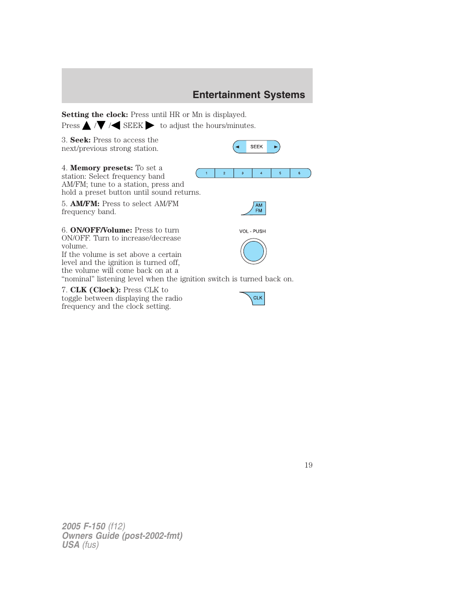 Entertainment systems | FORD 2005 F-150 User Manual | Page 19 / 312