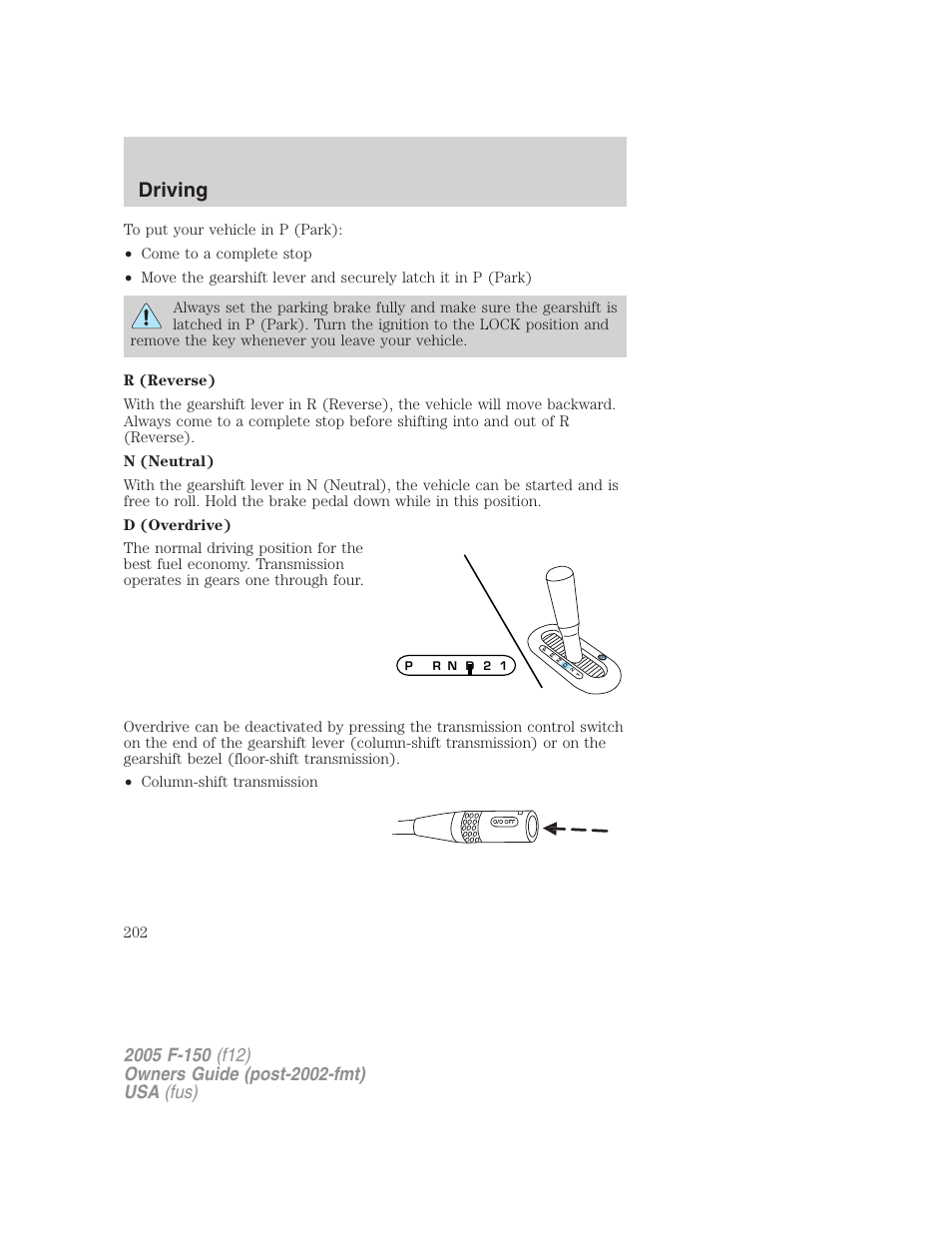 Driving | FORD 2005 F-150 User Manual | Page 202 / 312