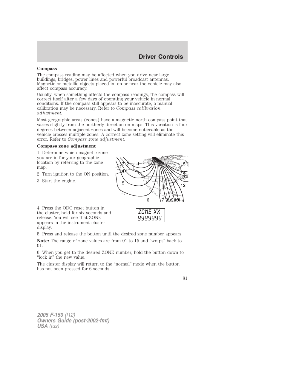 Driver controls | FORD 2005 F-150 User Manual | Page 81 / 312