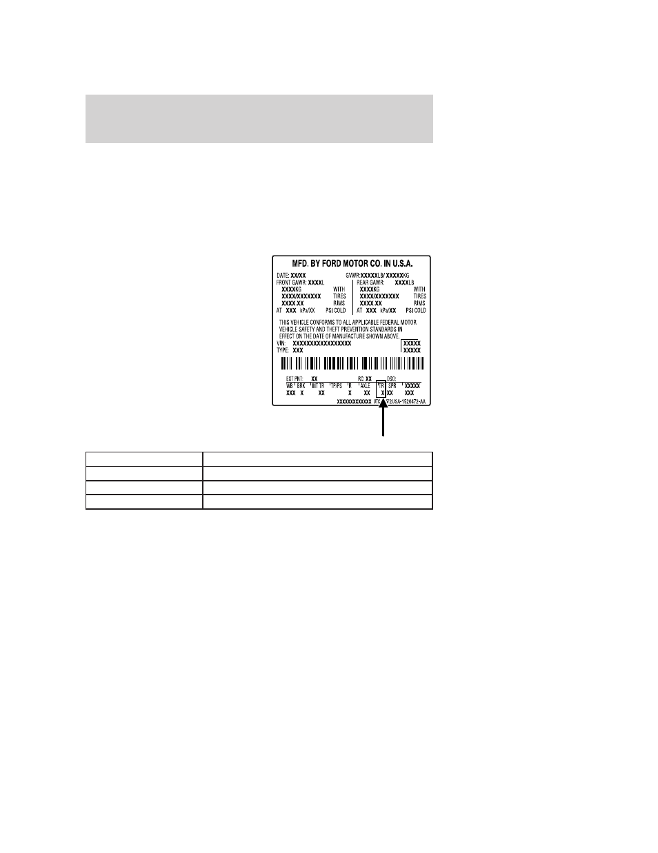 Certification label for incomplete vehicles, Transmission/transaxle code designations, Maintenance and specifications | FORD 2006 E-150 User Manual | Page 240 / 248