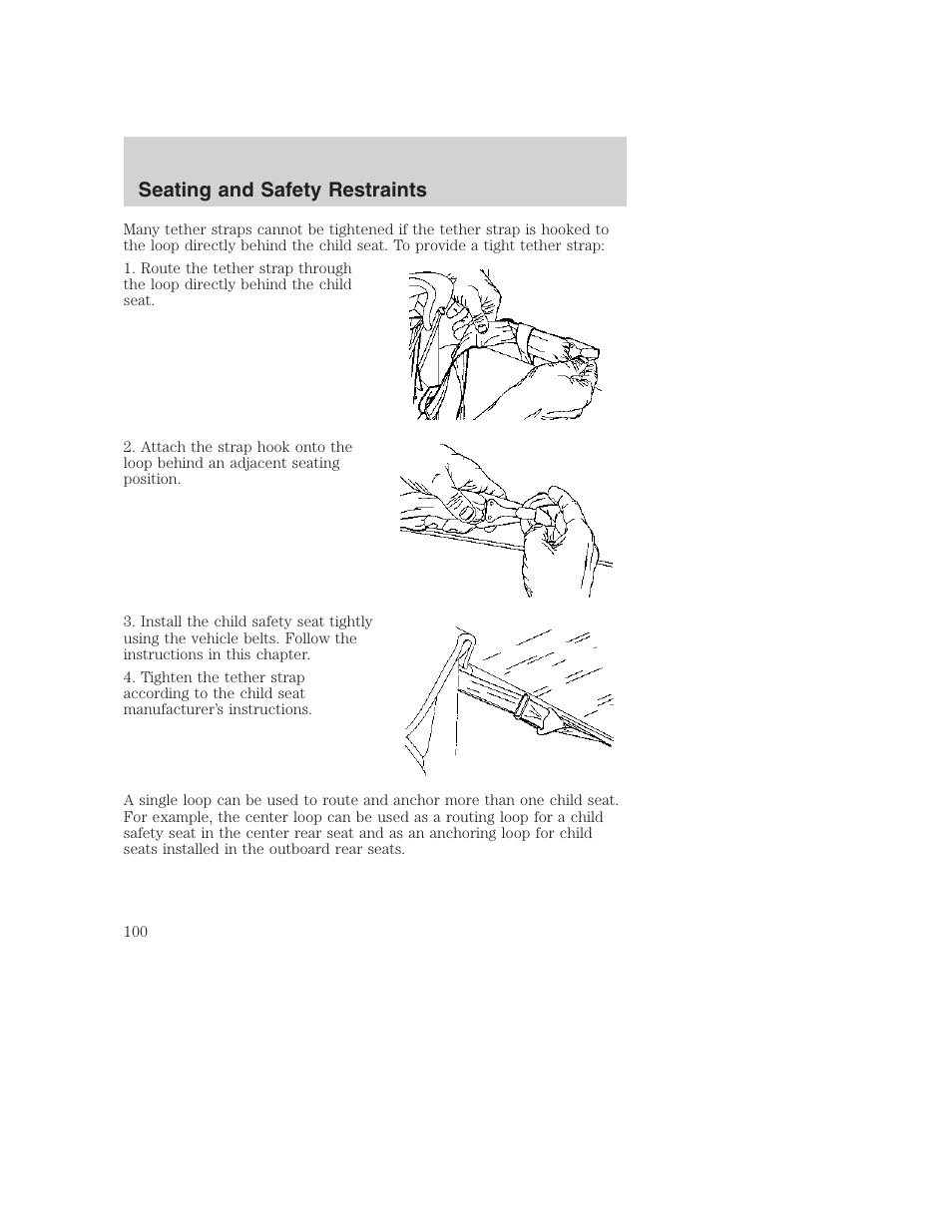 Seating and safety restraints | FORD 2002 F-250 User Manual | Page 100 / 264