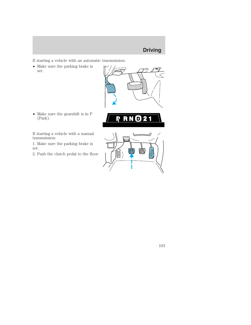 Driving | FORD 2002 F-250 User Manual | Page 103 / 264