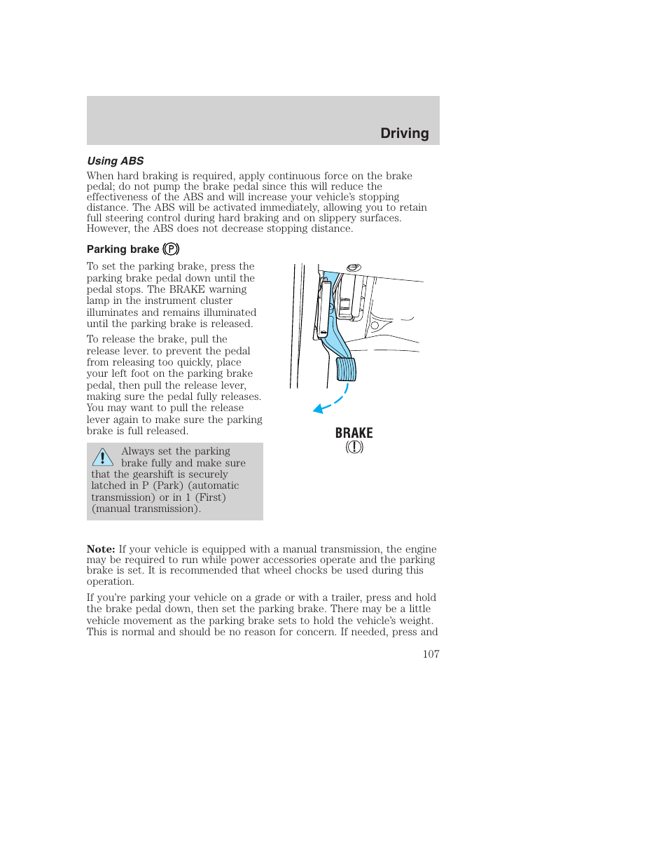 Driving | FORD 2002 F-250 User Manual | Page 107 / 264