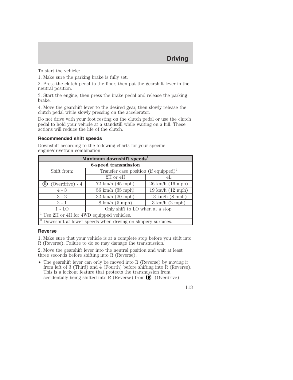 Driving | FORD 2002 F-250 User Manual | Page 113 / 264