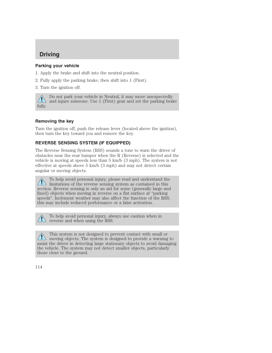 Driving | FORD 2002 F-250 User Manual | Page 114 / 264