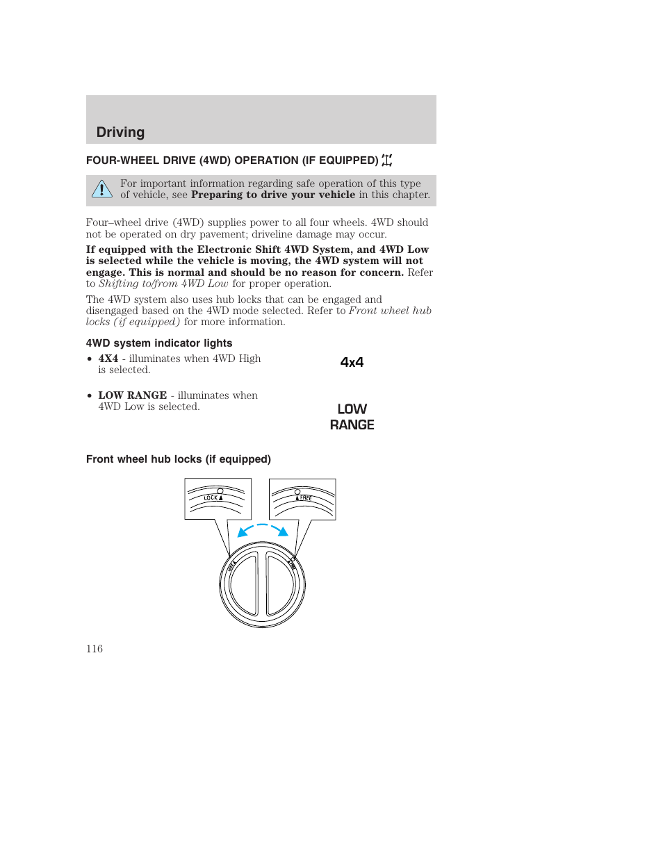 Driving | FORD 2002 F-250 User Manual | Page 116 / 264