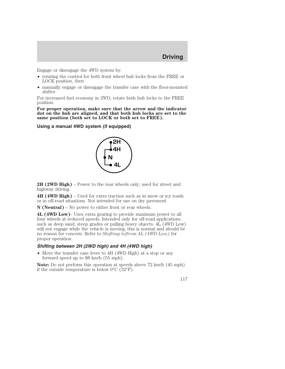 Driving | FORD 2002 F-250 User Manual | Page 117 / 264