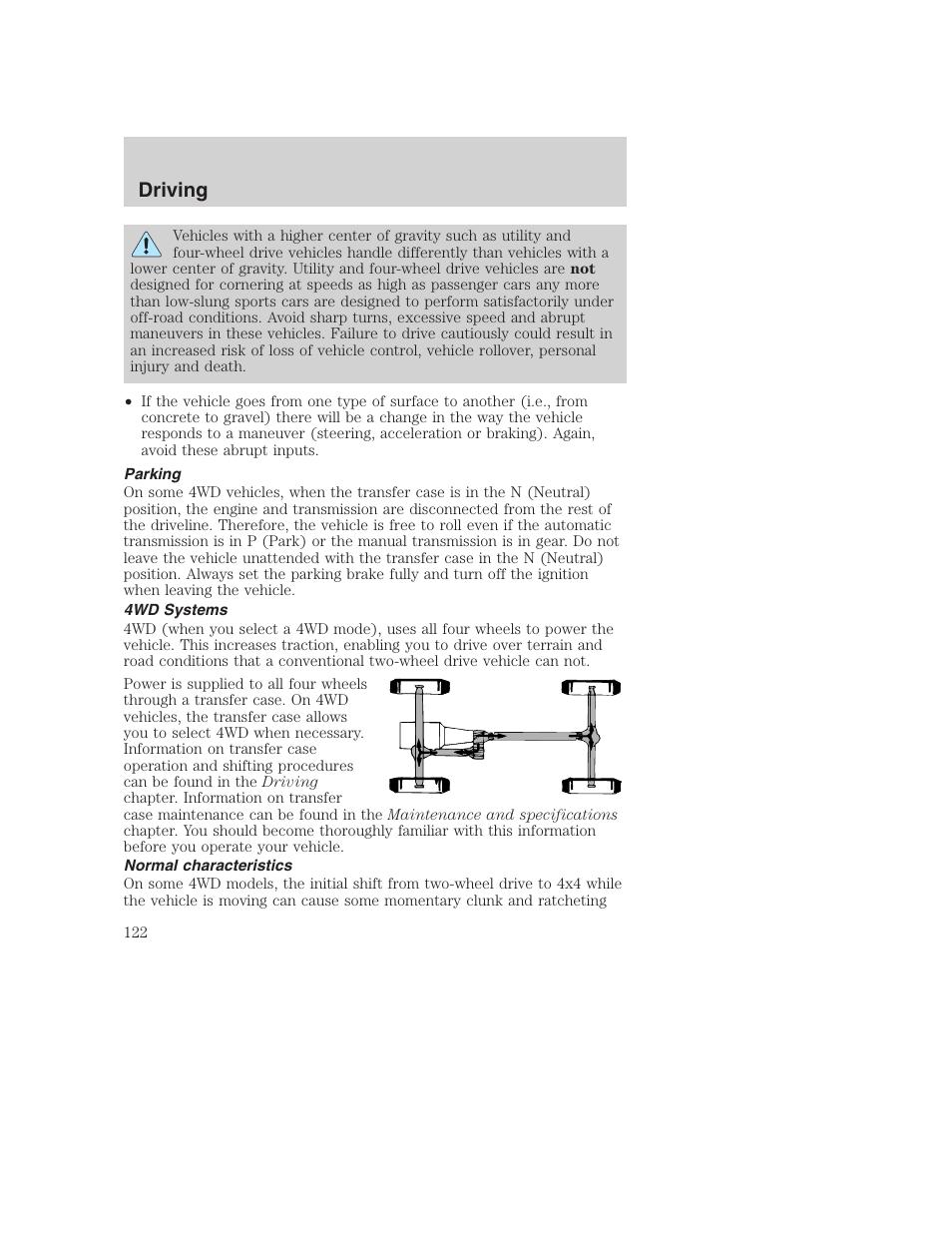 Driving | FORD 2002 F-250 User Manual | Page 122 / 264