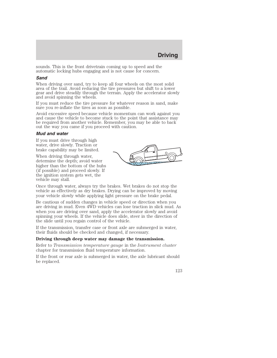 Driving | FORD 2002 F-250 User Manual | Page 123 / 264