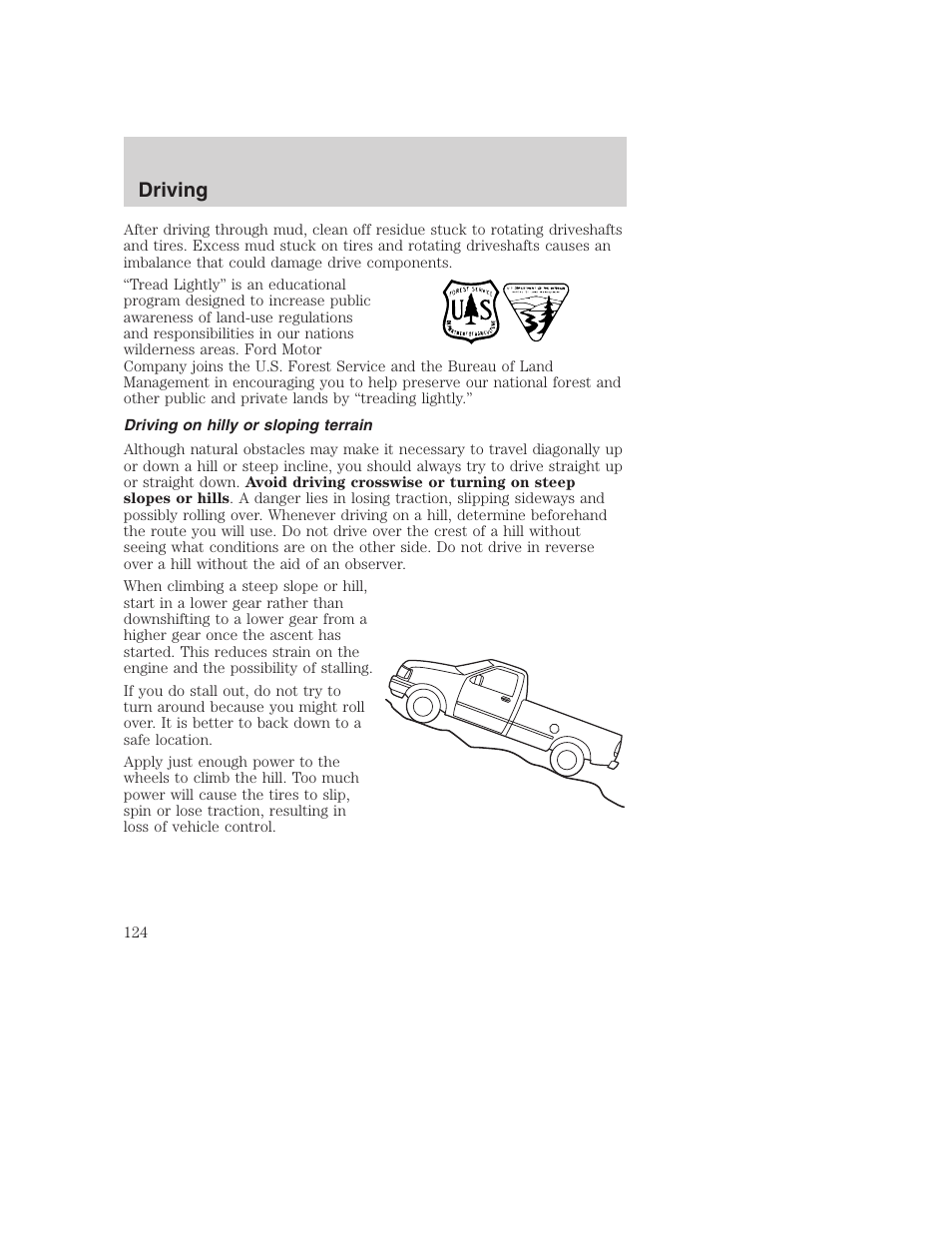 Driving | FORD 2002 F-250 User Manual | Page 124 / 264