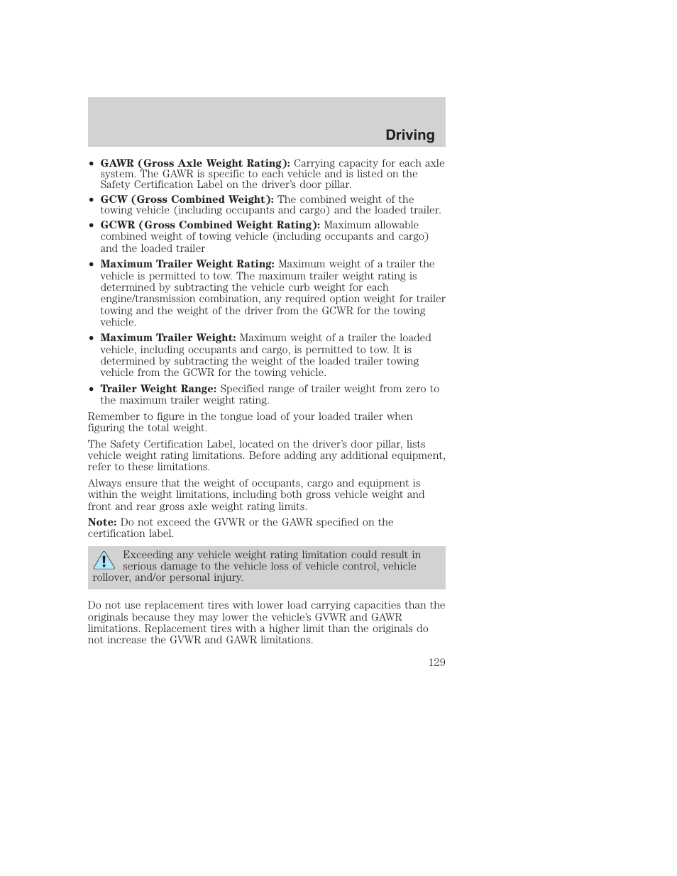 Driving | FORD 2002 F-250 User Manual | Page 129 / 264