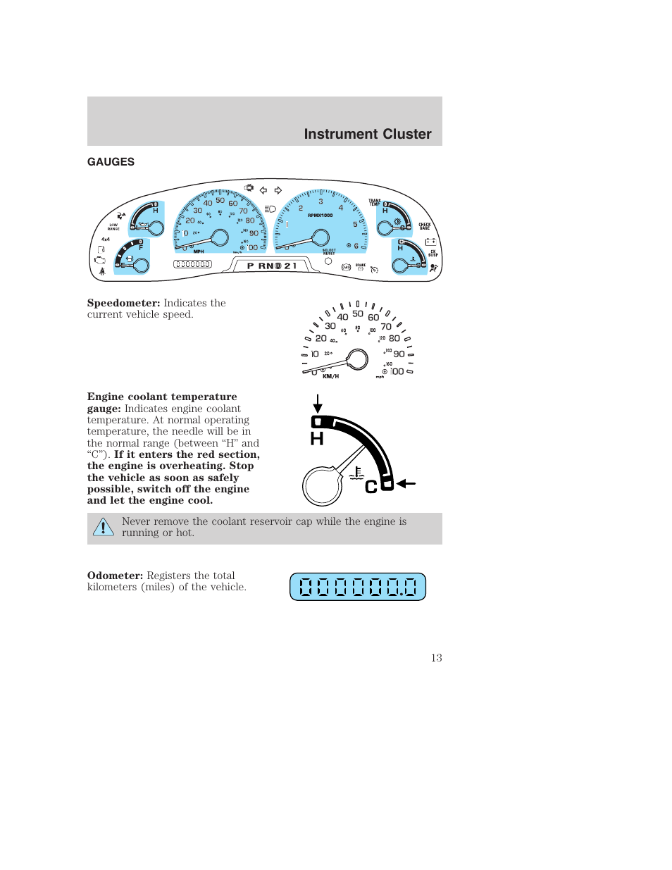 Instrument cluster | FORD 2002 F-250 User Manual | Page 13 / 264