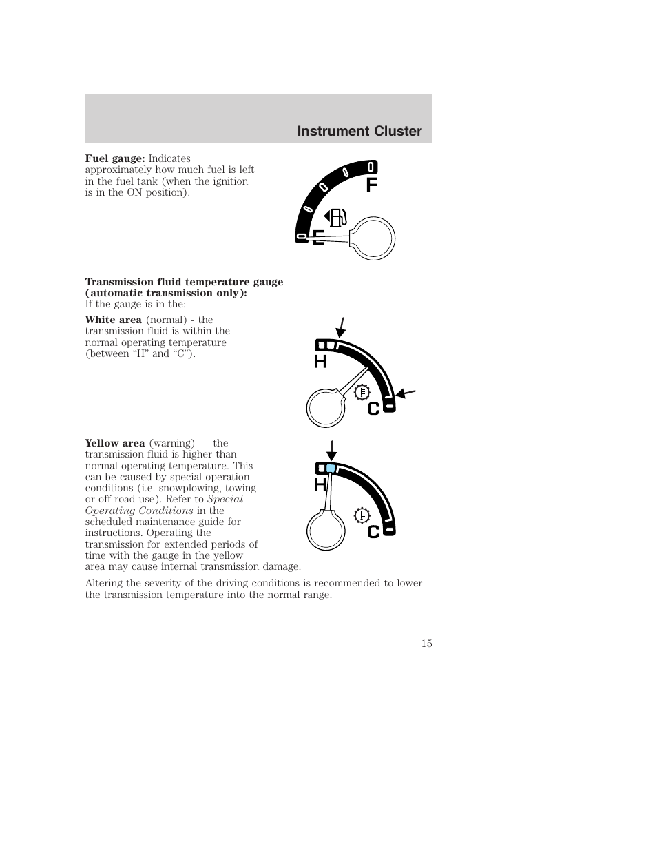 Instrument cluster | FORD 2002 F-250 User Manual | Page 15 / 264