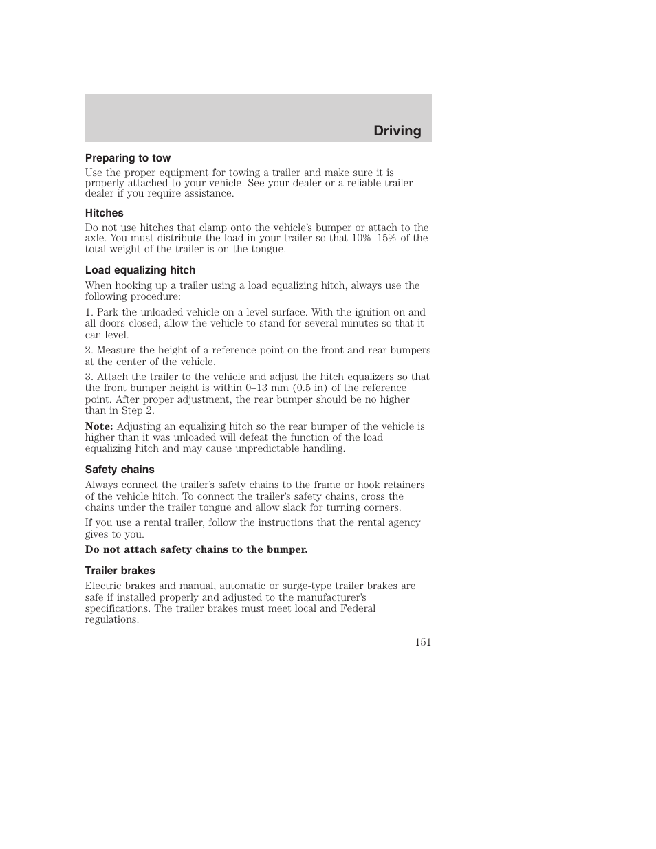 Driving | FORD 2002 F-250 User Manual | Page 151 / 264