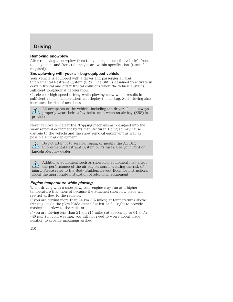 Driving | FORD 2002 F-250 User Manual | Page 156 / 264