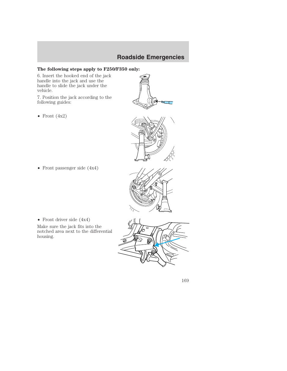 Roadside emergencies | FORD 2002 F-250 User Manual | Page 169 / 264