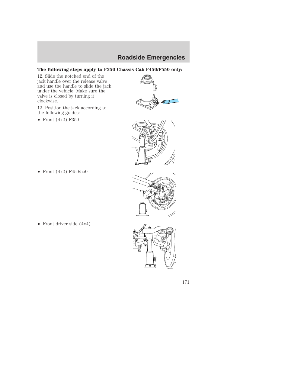 Roadside emergencies | FORD 2002 F-250 User Manual | Page 171 / 264